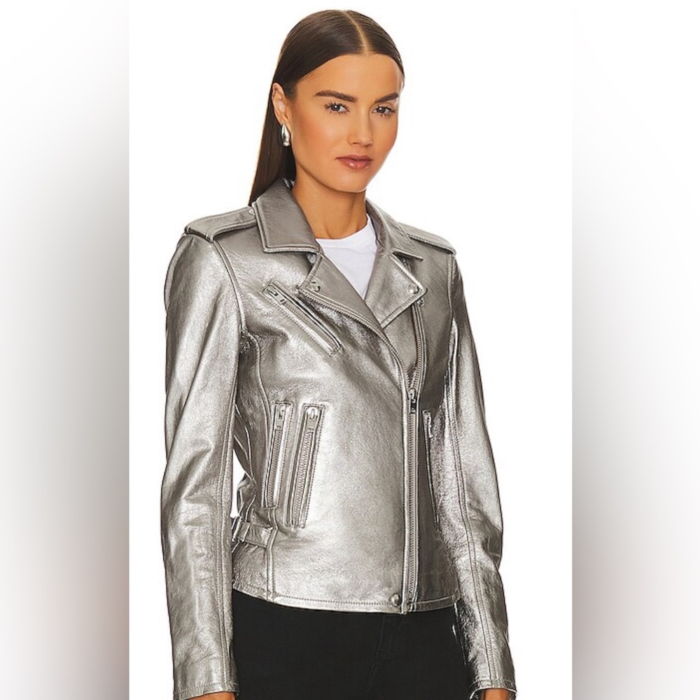 IRO Paris Newhan Leather Moto Jacket in Golden Brown- Size 40/ 8